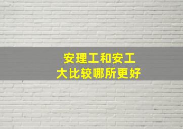 安理工和安工大比较哪所更好