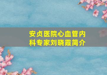 安贞医院心血管内科专家刘晓霞简介