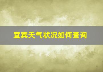 宜宾天气状况如何查询