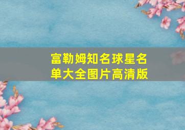 富勒姆知名球星名单大全图片高清版