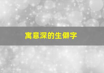 寓意深的生僻字