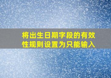 将出生日期字段的有效性规则设置为只能输入