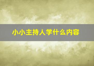 小小主持人学什么内容