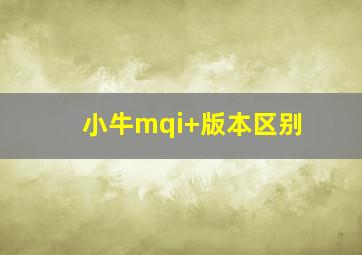 小牛mqi+版本区别