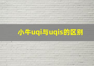 小牛uqi与uqis的区别