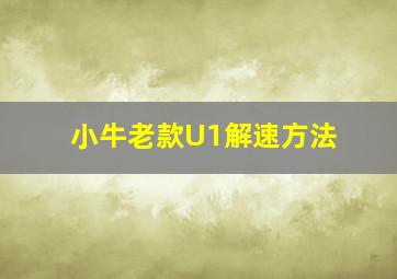 小牛老款U1解速方法