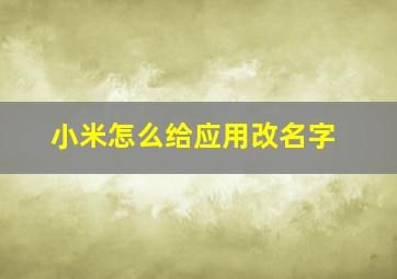 小米怎么给应用改名字