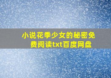 小说花季少女的秘密免费阅读txt百度网盘