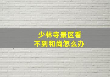 少林寺景区看不到和尚怎么办