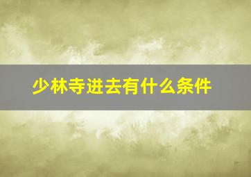 少林寺进去有什么条件