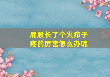 屁股长了个火疖子疼的厉害怎么办呢