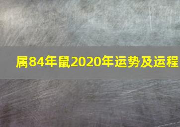 属84年鼠2020年运势及运程