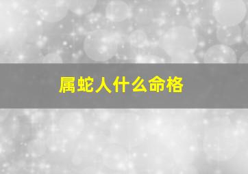 属蛇人什么命格