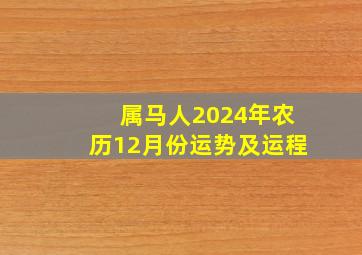 属马人2024年农历12月份运势及运程