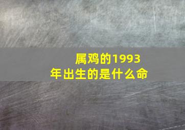 属鸡的1993年出生的是什么命