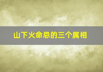 山下火命忌的三个属相