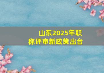 山东2025年职称评审新政策出台