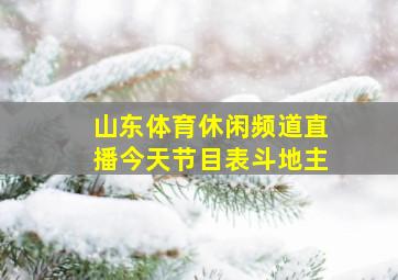 山东体育休闲频道直播今天节目表斗地主