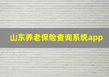 山东养老保险查询系统app