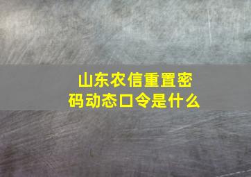 山东农信重置密码动态口令是什么