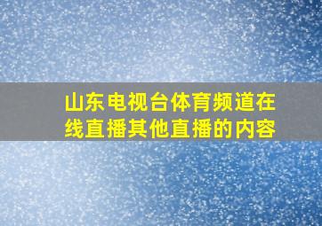 山东电视台体育频道在线直播其他直播的内容