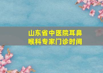 山东省中医院耳鼻喉科专家门诊时间