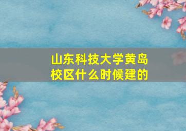 山东科技大学黄岛校区什么时候建的