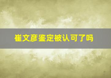 崔文彦鉴定被认可了吗