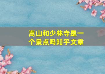 嵩山和少林寺是一个景点吗知乎文章