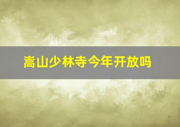 嵩山少林寺今年开放吗