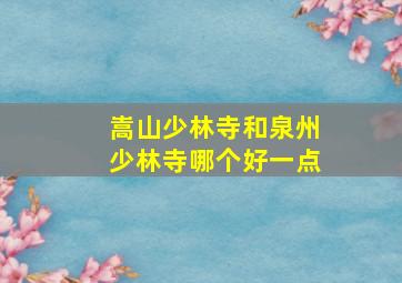 嵩山少林寺和泉州少林寺哪个好一点