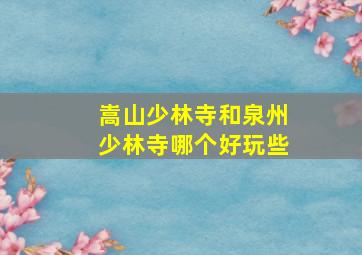 嵩山少林寺和泉州少林寺哪个好玩些