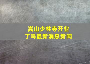 嵩山少林寺开业了吗最新消息新闻