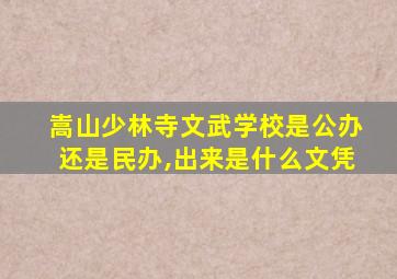 嵩山少林寺文武学校是公办还是民办,出来是什么文凭