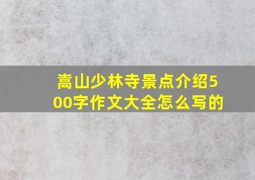 嵩山少林寺景点介绍500字作文大全怎么写的