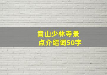 嵩山少林寺景点介绍词50字