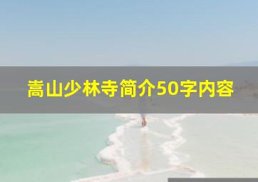 嵩山少林寺简介50字内容