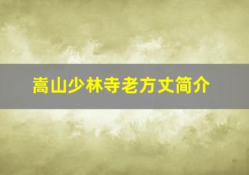 嵩山少林寺老方丈简介