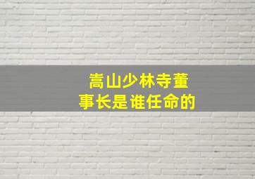 嵩山少林寺董事长是谁任命的