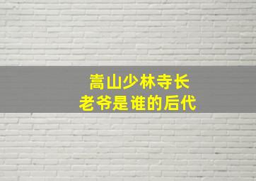 嵩山少林寺长老爷是谁的后代