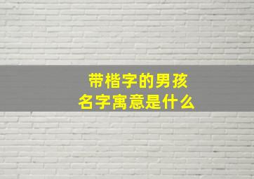 带楷字的男孩名字寓意是什么