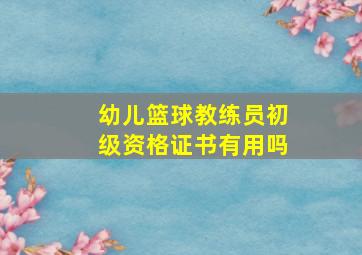 幼儿篮球教练员初级资格证书有用吗