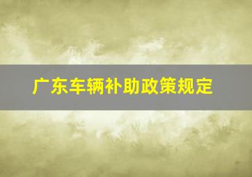 广东车辆补助政策规定