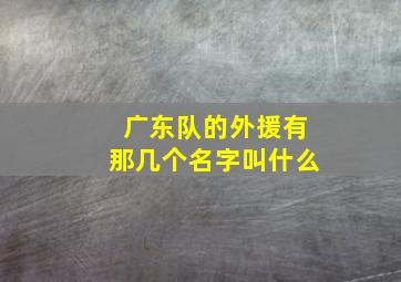 广东队的外援有那几个名字叫什么