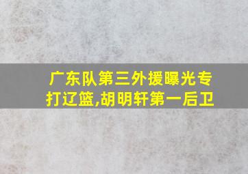 广东队第三外援曝光专打辽篮,胡明轩第一后卫