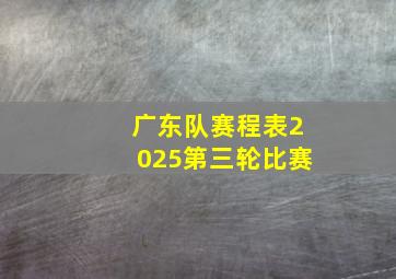 广东队赛程表2025第三轮比赛