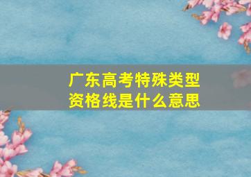 广东高考特殊类型资格线是什么意思