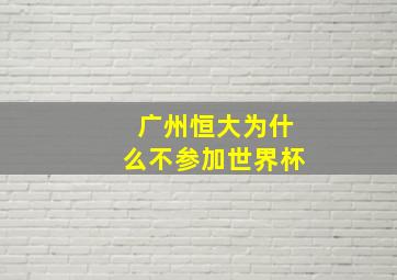 广州恒大为什么不参加世界杯