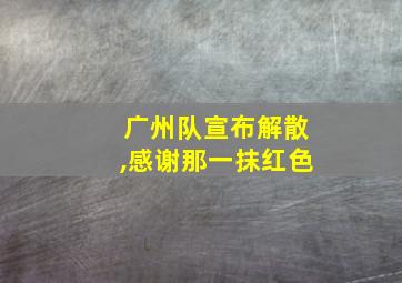 广州队宣布解散,感谢那一抹红色