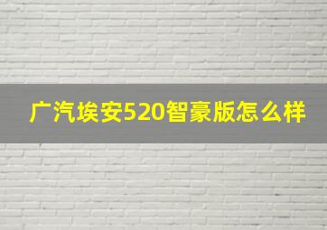 广汽埃安520智豪版怎么样